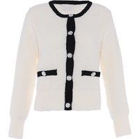Elegante Strickjacke mit Kontrastpaspel