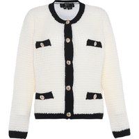 Strukturierte Strickjacke mit Kontrastbesatz