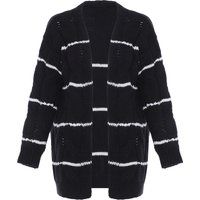 Gestreifte Oversized Zopfstrick-Strickjacke