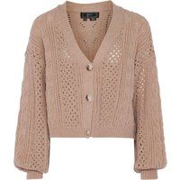 Kurz geschnittene Strickjacke mit Loch- und Zopfmuster