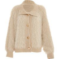 Flauschige Strickjacke mit Rippstrick-Details