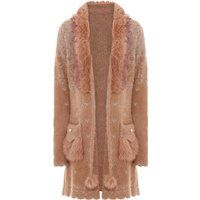Romantische Strickjacke mit Kunstpelz