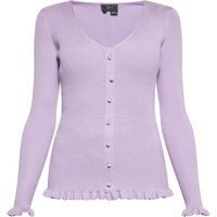 Rippstrick-Cardigan mit Perlmuttknöpfen