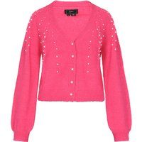 V-Ausschnitt-Strickjacke mit Perlenverzierung