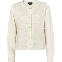 Strickjacke mit Perlenbesatz und Waffelstruktur