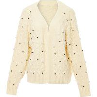 Zopfstrickjacke mit Perlenverzierung