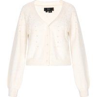 Perlenbesetzte Strickjacke mit V-Ausschnitt