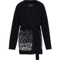 Wickelstrickjacke mit Paillettenbesatz