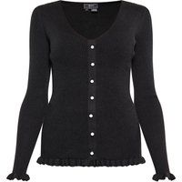 Eleganter Rippstrick-Cardigan mit Rüschen