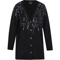 Elegante lang geschnittene Pailletten-Strickjacke
