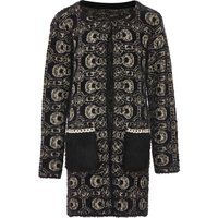 Langer Muster-Cardigan mit Kunstfell