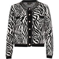 Verzierte Strickjacke mit Zebra-Print