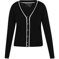 V-Ausschnitt Strickjacke mit Kontrastpaspel