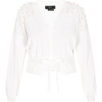 Eleganter Cardigan mit Perlenbesatz und Gürtel