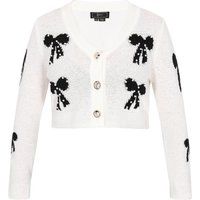 Cardigan mit Schleifenmuster und Perlen