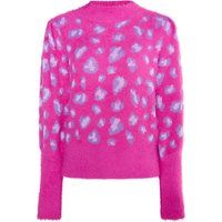 Strickpullover mit Leopardenmuster und Puffärmeln