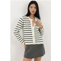 Gestreifter Strickcardigan zum Knöpfen