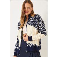 Strick-Cardigan mit geometrischem Muster