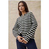 Gestreifter Soft-Touch Strick-Cardigan