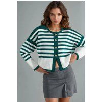 Gestreifter Strickcardigan mit Knöpfen