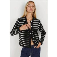 Gestreifter Strickcardigan mit Knopfleiste