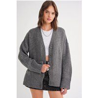Grobstrick Cardigan mit V-Ausschnitt