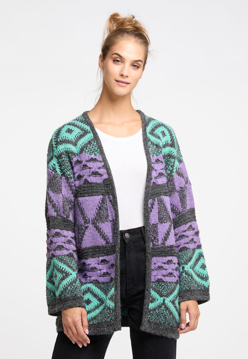 Grobstrick-Cardigan mit Ethno-Muster