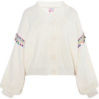 Oversized-Strickjacke mit Perlenverzierung