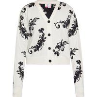 V-Ausschnitt-Strickjacke mit floralem Jacquard