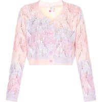 Kurze Strickjacke mit Pailletten und Lochmuster