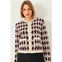 Argyle-Strickjacke mit Taschen