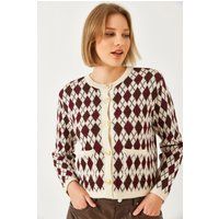 Argyle-Strickjacke mit Rautenmuster