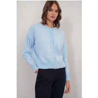 Flauschiger Strickcardigan mit Kristallknöpfen