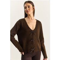 Strickcardigan mit perlenbesetzten Schleifen