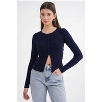 Schmaler gerippter Cardigan mit Knopffront