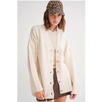Oversized Rippstrick-Cardigan mit V-Ausschnitt
