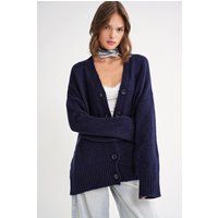 Übergroßer Rippstrick-Cardigan mit Knöpfen