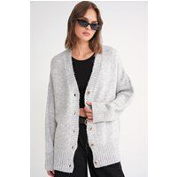 Oversize Rippstrick-Cardigan mit V-Ausschnitt