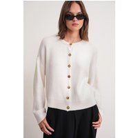 Oversize-Strickjacke mit Rippenmuster und Knöpfen