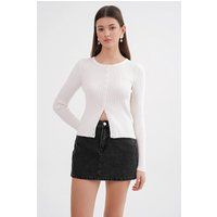 Rippstrick-Cardigan mit Knopfverschluss