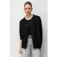 Oversize-Strickjacke mit V-Ausschnitt