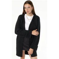 Flauschiger gerippter Cardigan ohne Verschluss