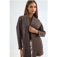 Gerippter Strickcardigan mit offener Front