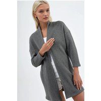 Langer Rippstrick-Cardigan mit offener Front