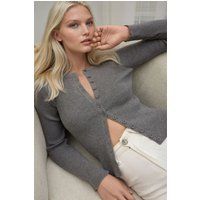 Figurbetonter Rippstrick-Cardigan mit Knopfleiste