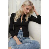 Schmal geschnittener Rippstrick-Cardigan