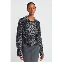 Strick-Cardigan mit Leoparden-Jacquard-Muster