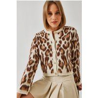 Kurzer Cardigan mit Leopardenmuster