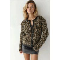 Flauschiger Cardigan mit Leopardenmuster