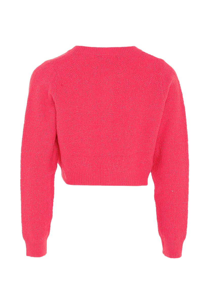 Glitzer-Kurzstrickjacke mit Herzknöpfen